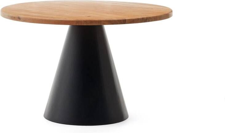 Kave Home Wilshire: ronde tafel in massief acaciahout en zwarte stalen poten Ø 120 cm - Foto 3