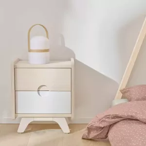 Kave Home Tafellamp Ridley Hout LED oplaadbaar Wit