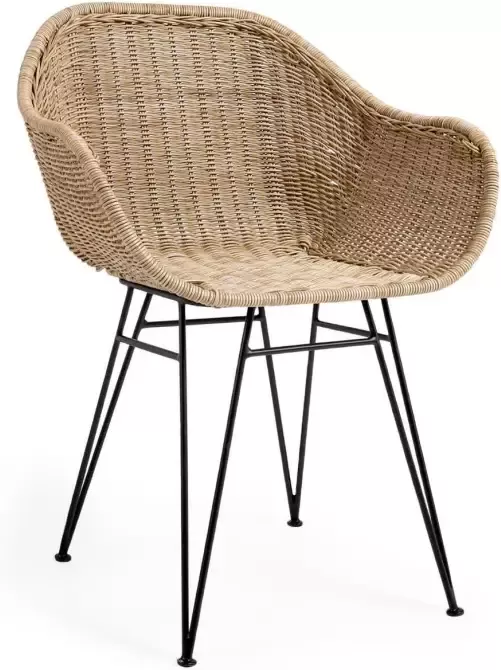 Kave Home Chart tuinstoel van synthetisch rotan met gegalvaniseerde