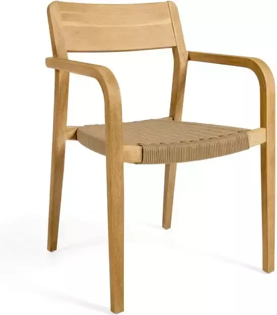 Kave Home Better stoel in massief acaciahout en beige touw