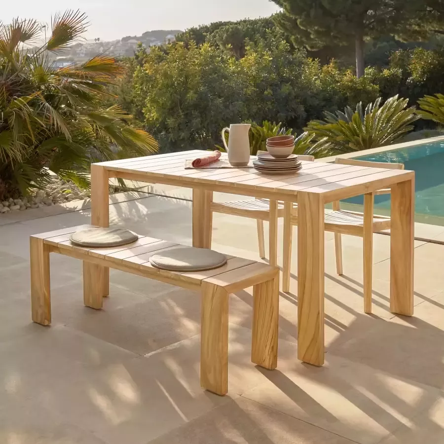 Kave Home Victoire tuintafel in massief teakhout 160 x 90 cm