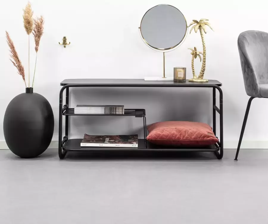 Kave Home Arisha Academy tv-meubel in melamine en staal met zwart gelakte afwerking 98 x 46 cm - Foto 1