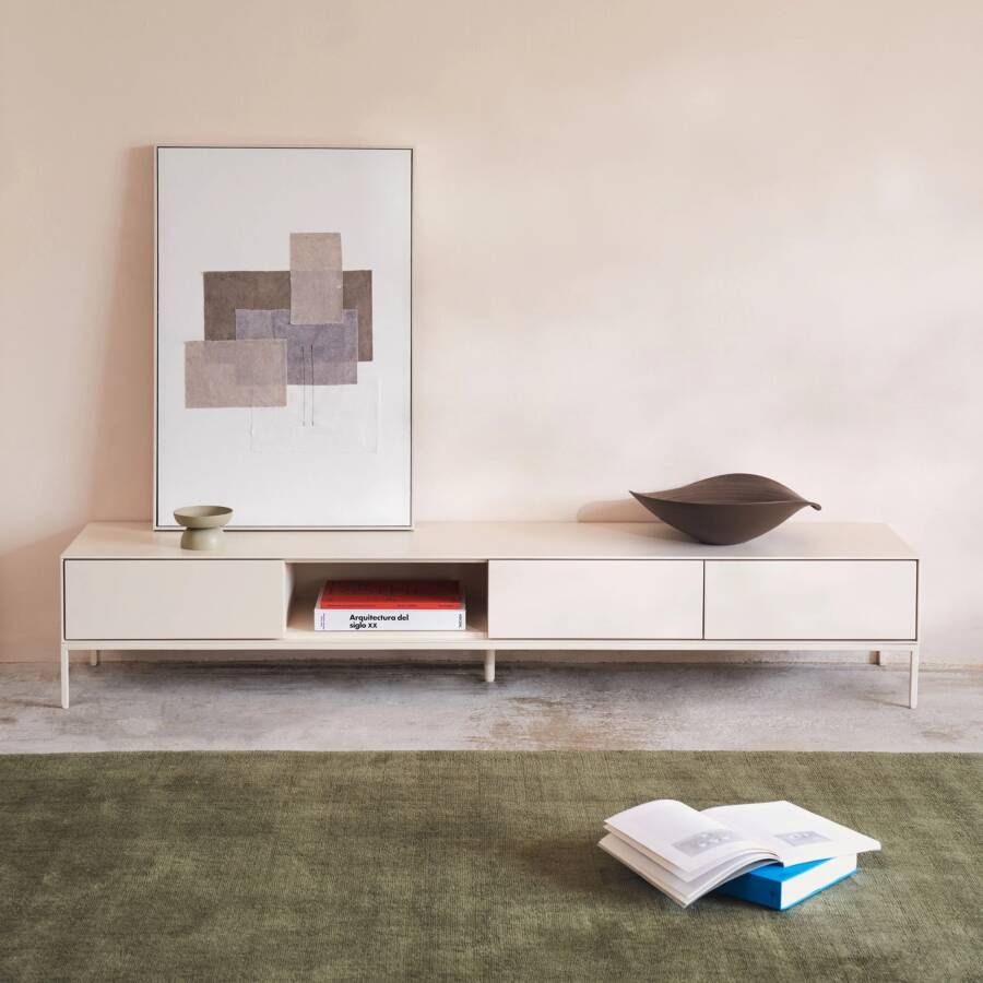 Kave Home Vedrana-TV-meubel met 3 laden witgelakt MDF 195 x 35 cm - Foto 2