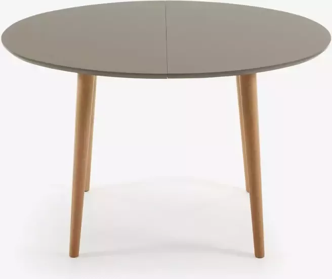 Kave Home Oqui ovale uitschuifbare tafel bruin gelakt MDF en beukenhouten poten 140 (220) x 90 cm - Foto 3
