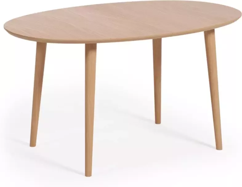 Kave Home Oqui ovale uitschuifbare tafel in eiken fineer met massief houten poten Ø140 (220) x 90 cm - Foto 3