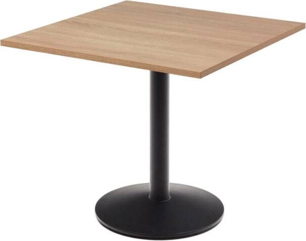 Kave Home Esilda-tafel van natuurlijke melamine en zwart gelakte metalen poot 90 x 90 x 70 cm - Foto 3