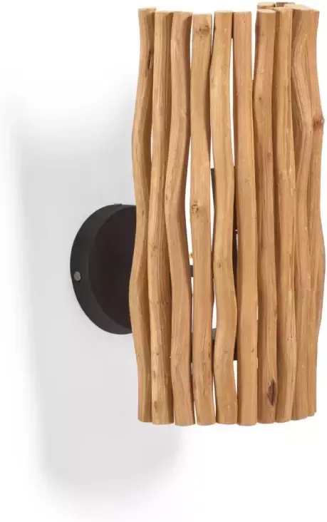 Kave Home Crescencia wandlamp in natuurlijke houtafwerking met