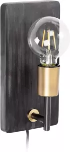 Kave Home Jayla wandlamp in hout en metaal zwart en goud