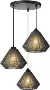 LABEL51 Hanglamp Ibiza Diamond Jute 3-lamps Zwart