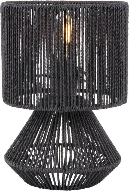 Leitmotiv Tafellamp Forma Cone Jute 30cm hoog Zwart