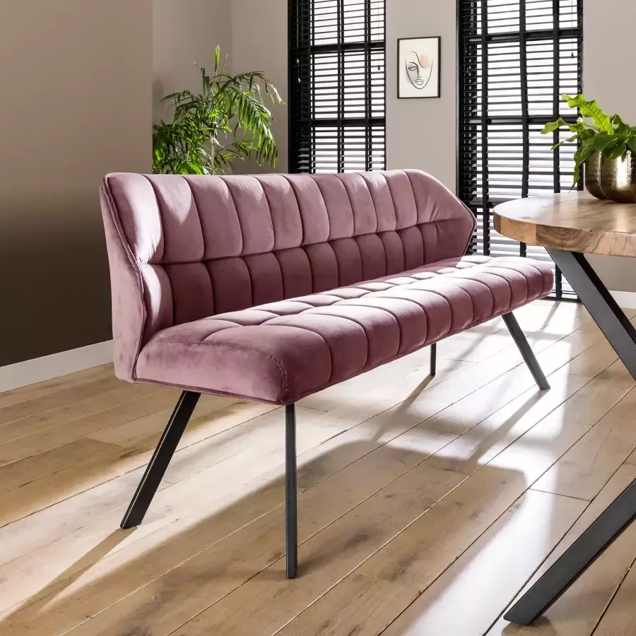 LifestyleFurn Eetkamerbank Thandie Velvet 180cm Roze