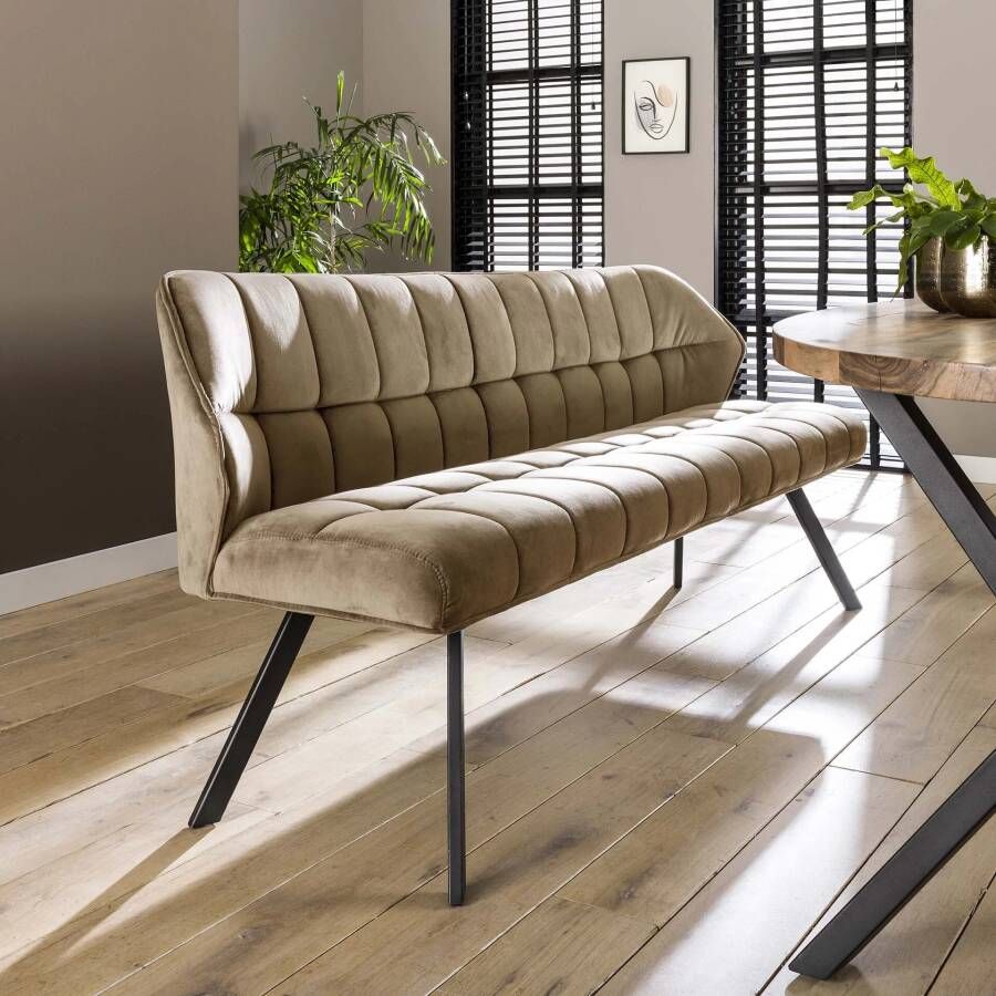 LifestyleFurn Eetkamerbank Thandie Velvet 180cm Champagne