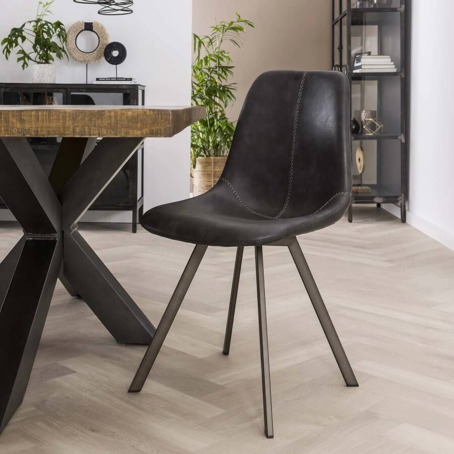 LifestyleFurn Eetkamerstoel 'Celia' PU kleur Zwart set van 4 stuks