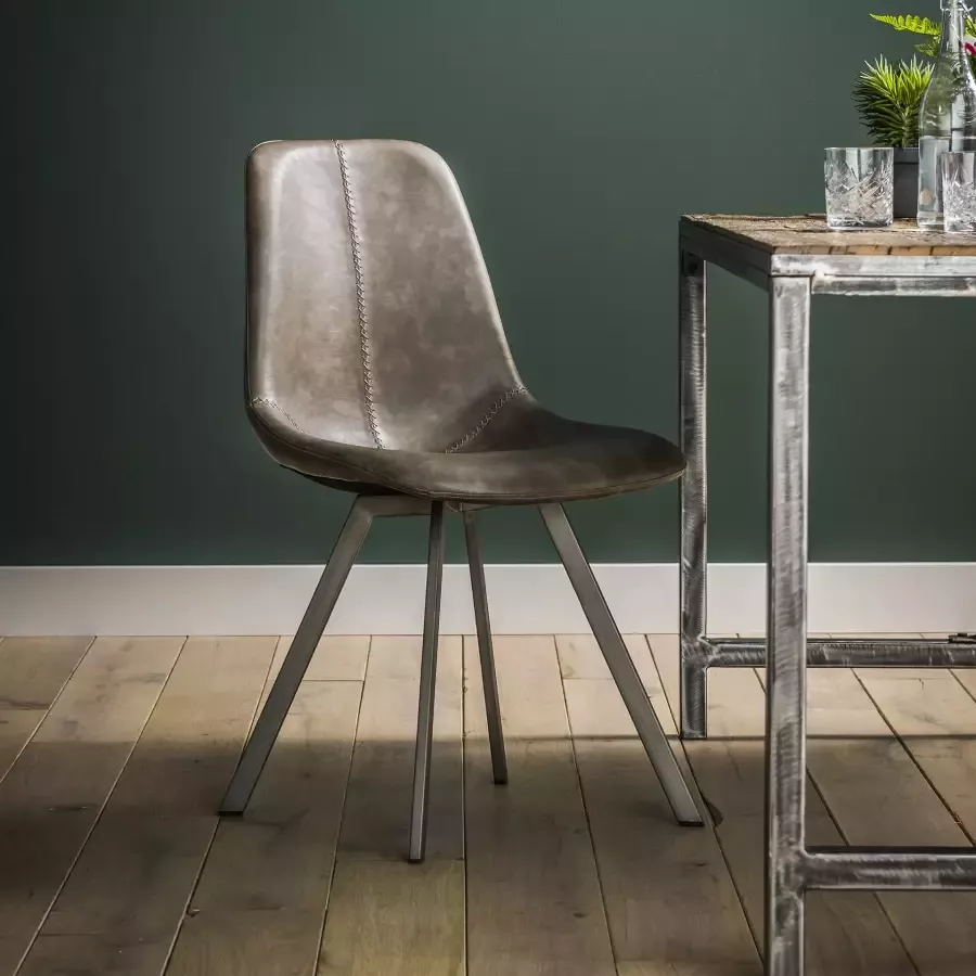 LifestyleFurn Eetkamerstoel 'Celia' Vintage PU-leder kleur Taupe set van 4 stuks