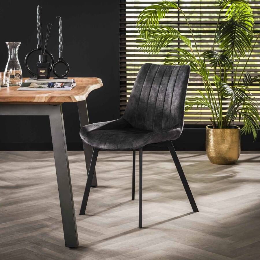 LifestyleFurn Eetkamerstoel set van 4.00 Kora Velvet Antraciet