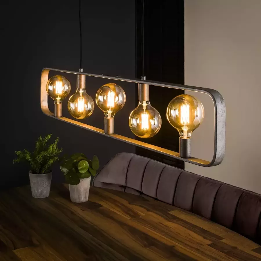 LifestyleFurn Hanglamp Brittany 5-lamps Oud Zilver