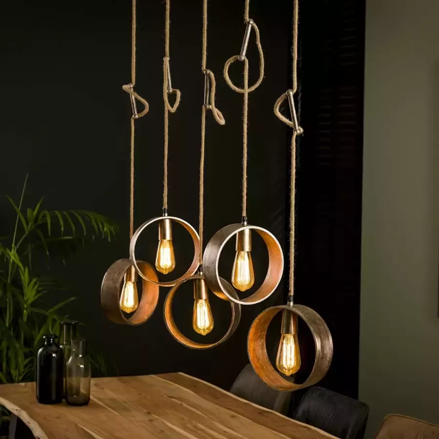 LifestyleFurn Hanglamp Kristi 5-lamps Antiek Nikkel