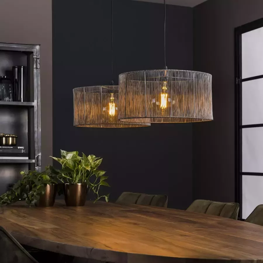 LifestyleFurn Hanglamp Shana Metaal 2-lamps Zwart nikkel