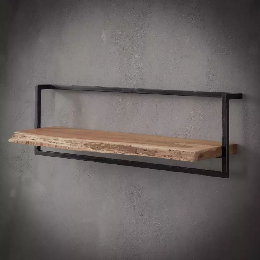 LifestyleFurn Industriële Wandplank Buster 100cm Massief acacia naturel