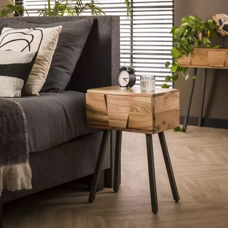 LifestyleFurn Nachtkastje Eryka Acaciahout Massief acacia naturel