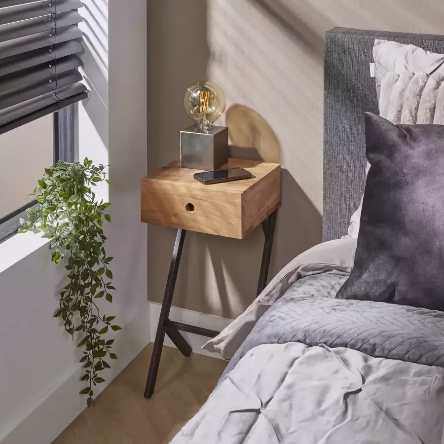 LifestyleFurn Nachtkastje Saroeun Massief Acacia Massief acacia naturel