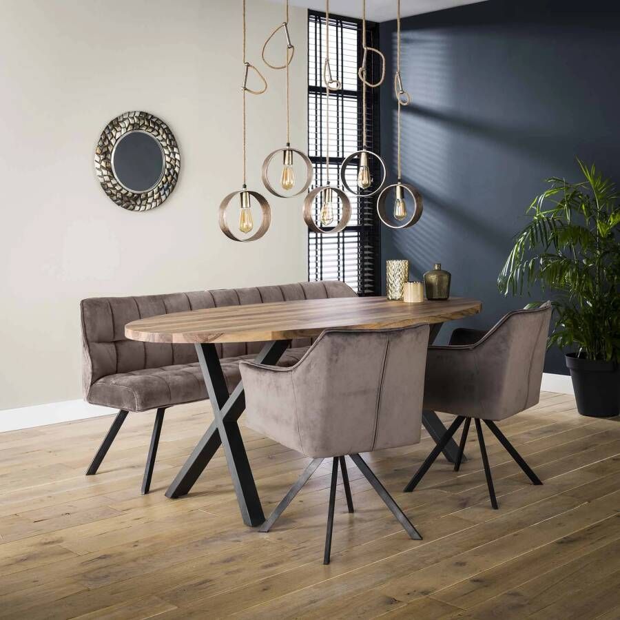 LifestyleFurn Ovale Eettafel Jeremiah 200 x 105cm Hout Ovaal