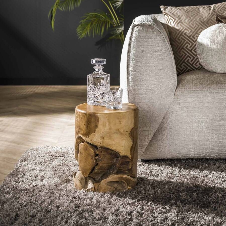 LifestyleFurn Ronde Bijzettafel Ryanne Teakhout 30cm Massief gerecycled teakhout