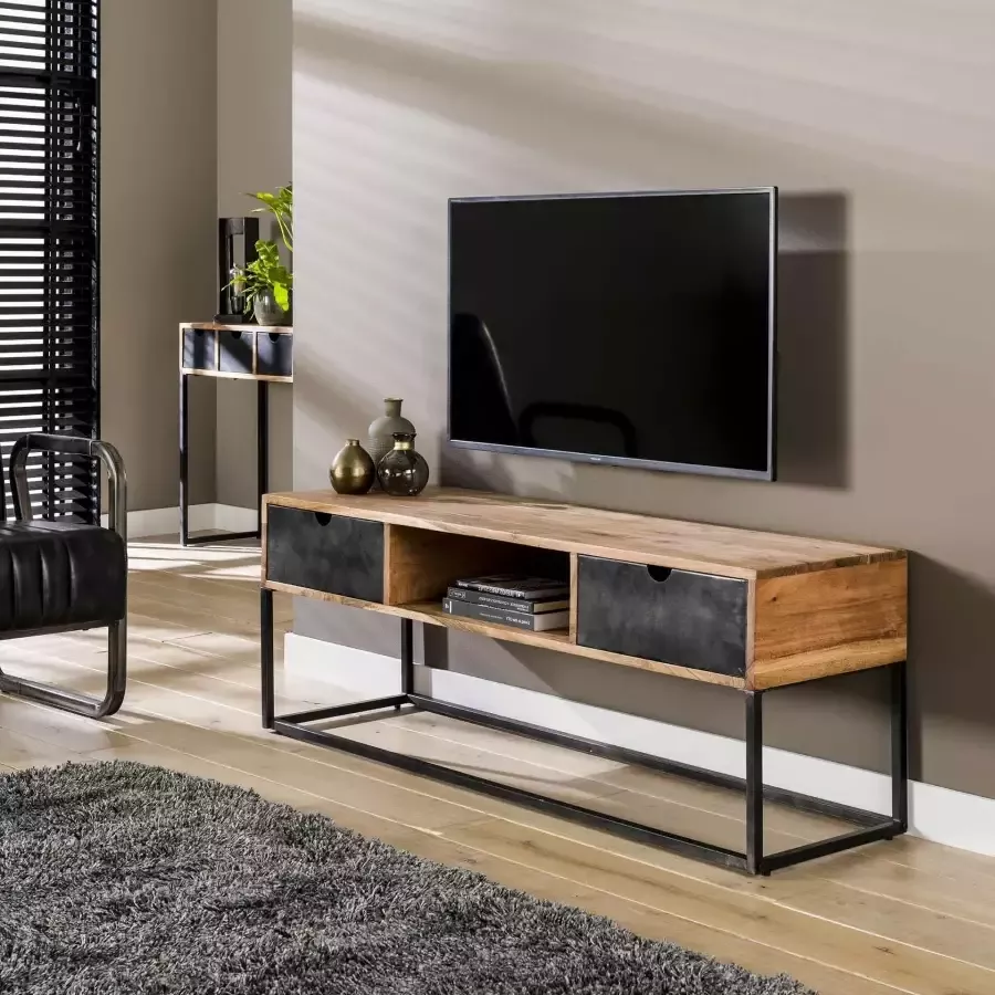 LifestyleFurn TV-meubel Hint met 2 lades 140cm Massief acacia naturel