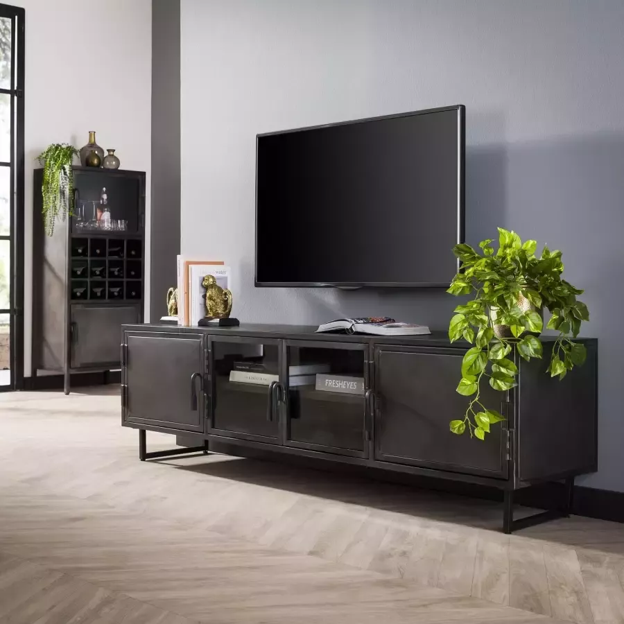 LifestyleFurn TV-meubel 'Rudi' 180cm kleur Gun Metal