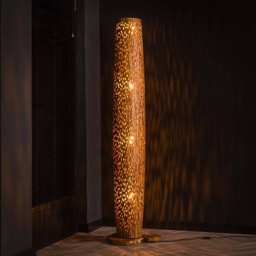 LifestyleFurn Vloerlamp Eugena Teakhout 184cm Massief gerecycled teakhout