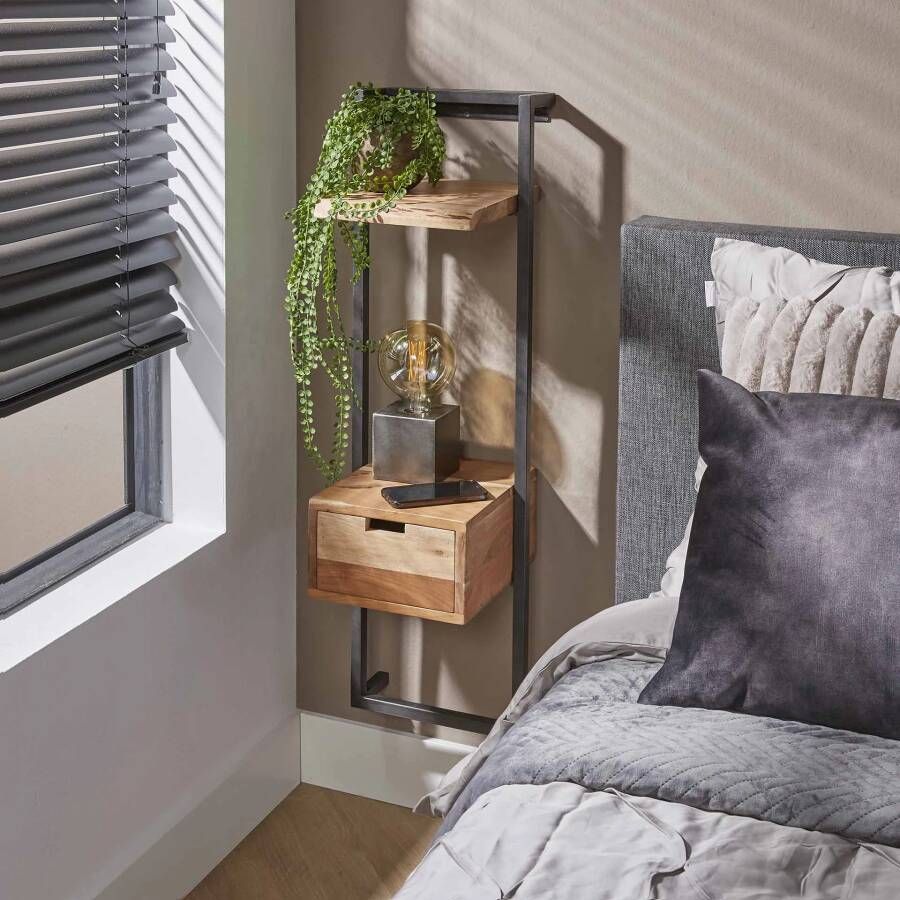 LifestyleFurn Wandrek Nachtkastje Corie Massief Acacia Massief acacia naturel