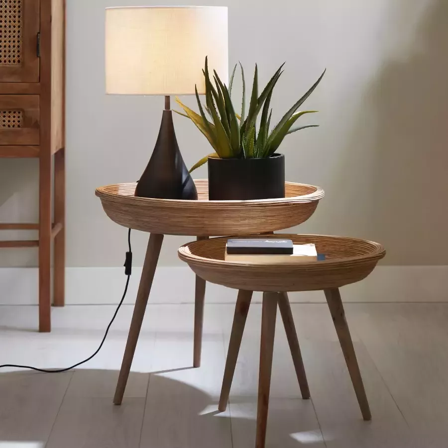 Light & Living Side table S 2 46x38 5+56x48 cm COLON rattan natural