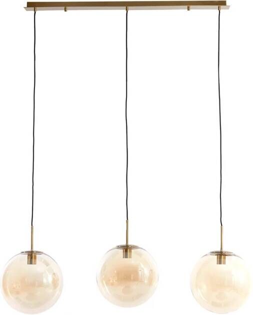 Light & Living Light&living Hanglamp 3L 120x30x30 cm MEDINA glas amber+goud