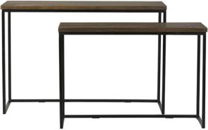 Light & Living Light&living Side table S 2 100x30x70+120x40x82 cm BRYSON hout bruin-zwrt