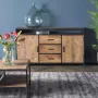 Livingfurn Dressoir Sturdy Open 150 cm Mangohout Gecoat Staal - Thumbnail 4