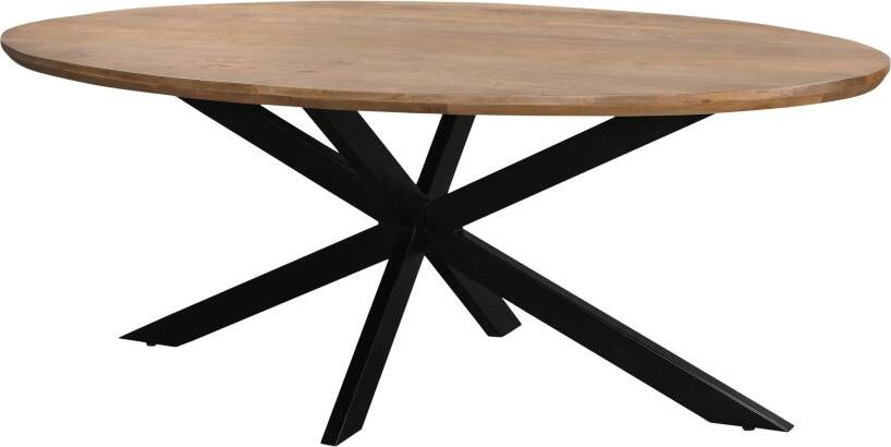 Livingfurn Ovale Eettafel Jesper Mangohout 210 x 110cm Bruin Ovaal - Foto 2