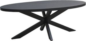 Livingfurn Ovale Eettafel Kala Mangohout 160 x 90cm Zwart