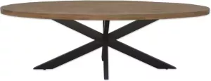 Livingfurn Ovale Eettafel Rocky Mangohout en staal Bruin Ovaal
