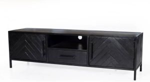 Giga Meubel Tv-Meubel Zwart Mangohout 2 Deuren 1 Lade 150cm Kast York