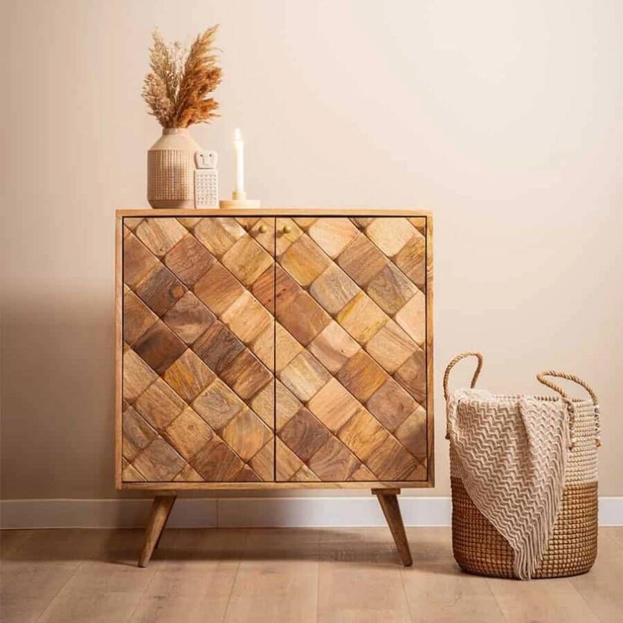 Liviza Opbergkast Savion Mangohout Rechthoek Bruin 90 cm 80 cm 40 cm