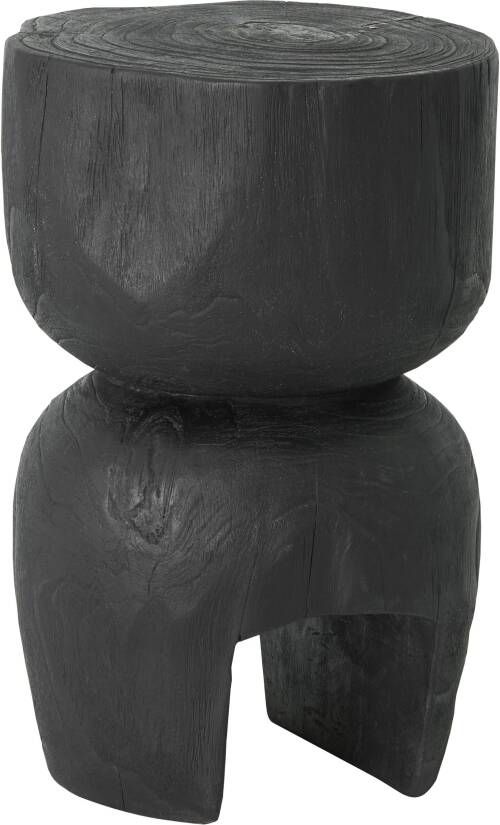 Must Living Side table Amber Black 45xØ30 cm black recycled teakwood with natural cracks