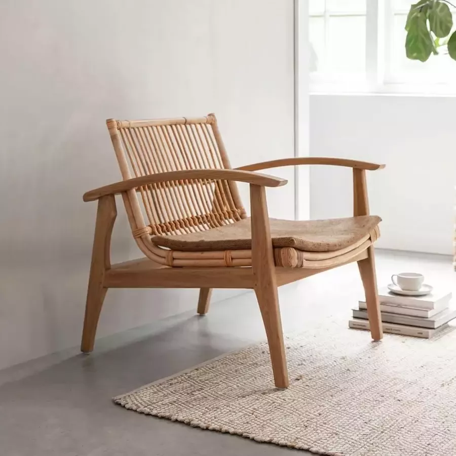 Must Living Lounge chair Marvin 75x68x75 cm teakwood rattan with cushion jute - Foto 1