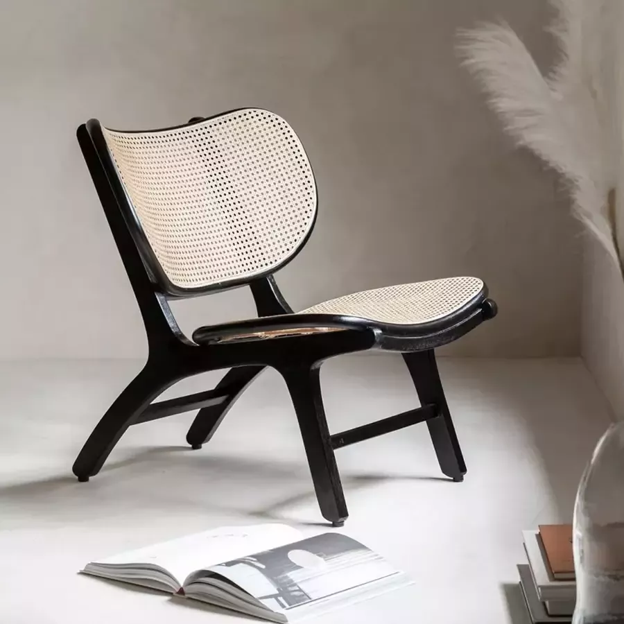 Must Living Lounge chair Orion 78x69x83 cm black frame with natural rattan webbing - Foto 1