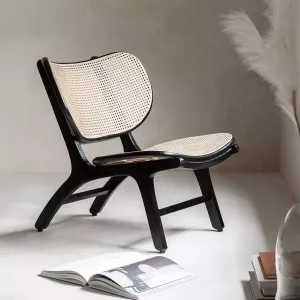 Must Living Lounge chair Orion 78x69x83 cm black frame with natural rattan webbing