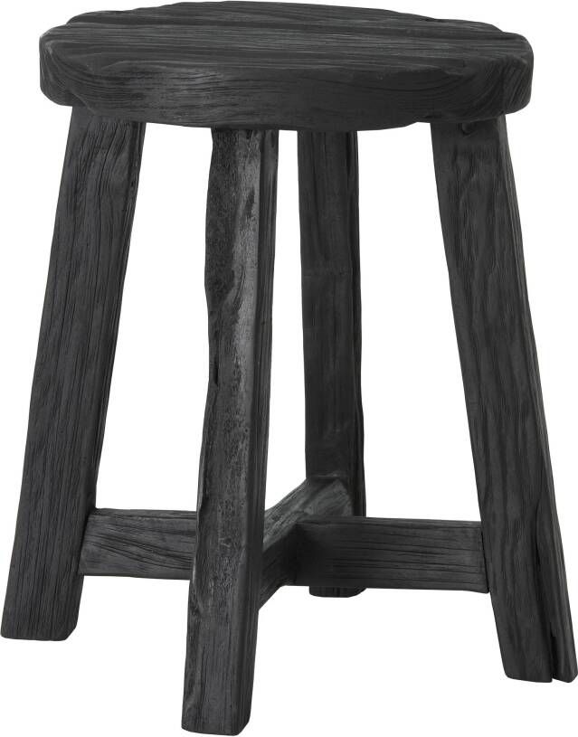 Must Living Stool Gio Black 45xØ35 cm black recycled teakwood with natural cracks