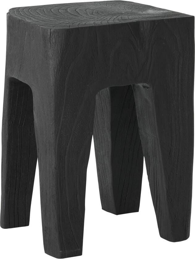 Must Living Stool Vito Black 45x30x30 cm black recycled teakwood with natural cracks