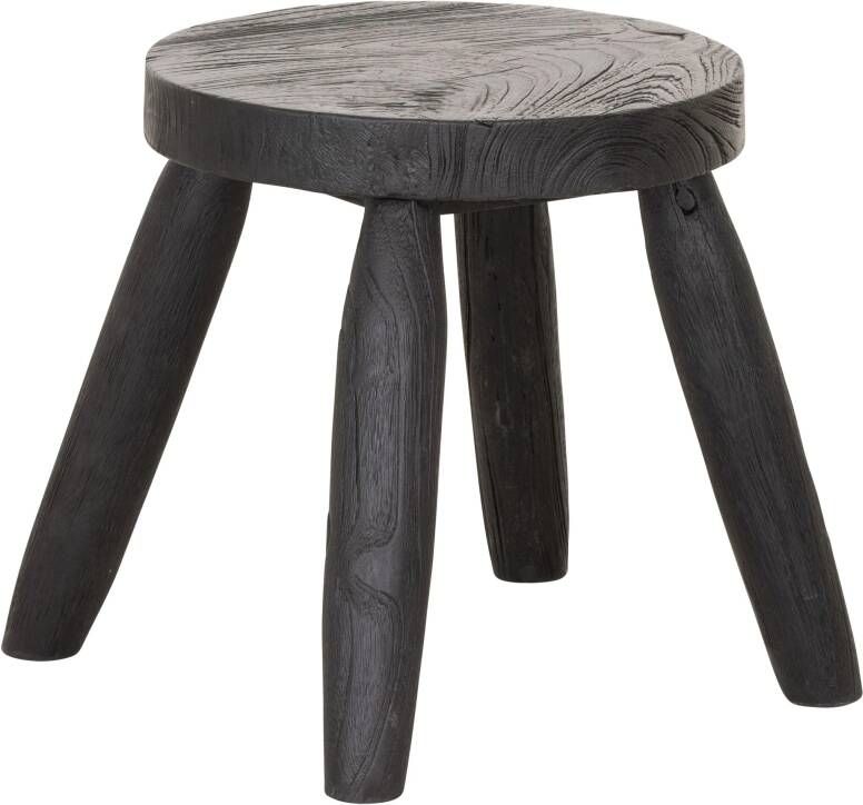 Must Living Stool Melia Black 31xØ30 45 cm black recycled teakwood with natural cracks