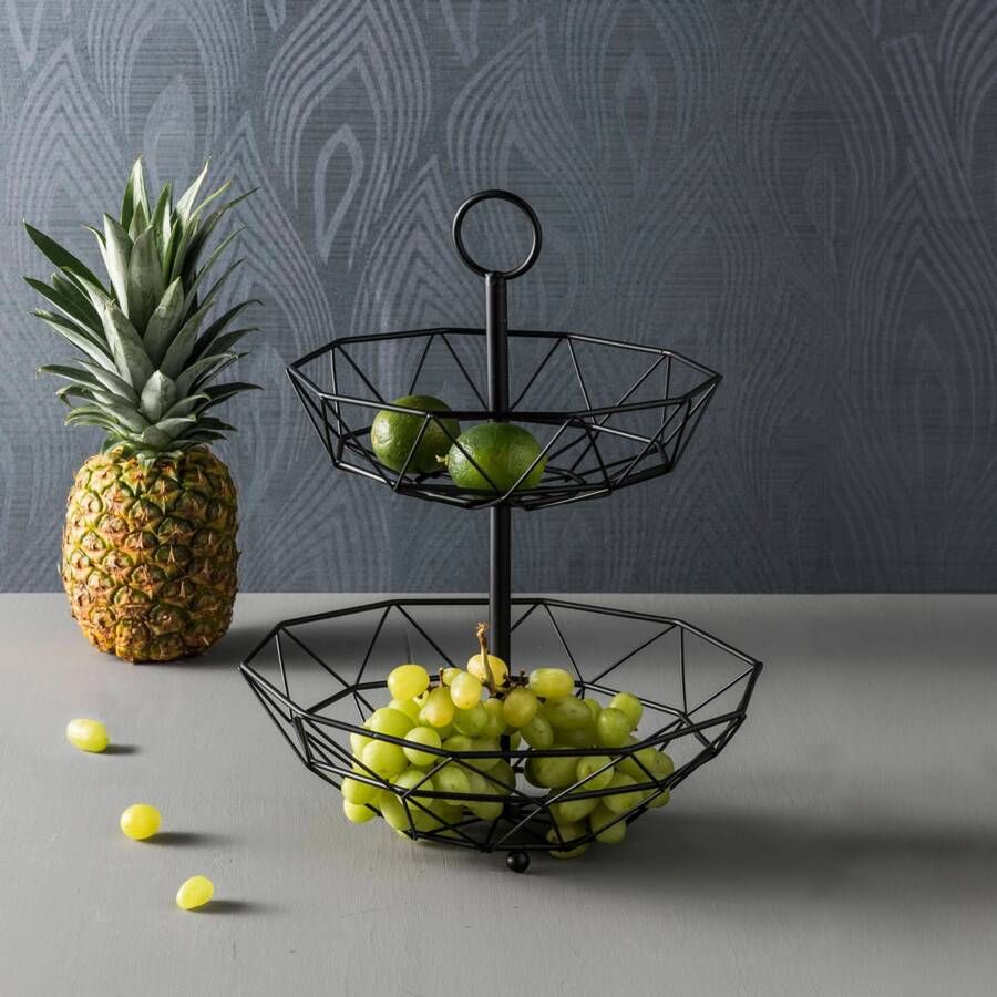 Present time Fruitmand Diamond Cut 2 layers Zwart 30x37cm