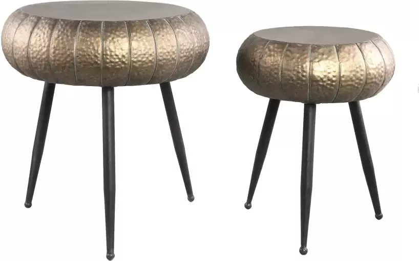 PTMD COLLECTION PTMD Reddick Ronde Bijzettafel 47 x 45 5 x 50 cm Set van 2 IJzer Goud