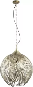 PTMD Rhys Gold iron hanging lamp with leaves